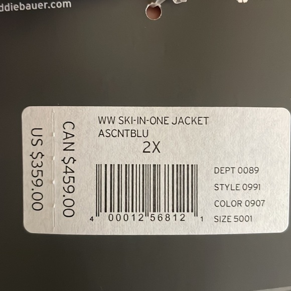 Eddie Bauer Plus Size Blue and Black Ski Jacket - Picture 3 of 3